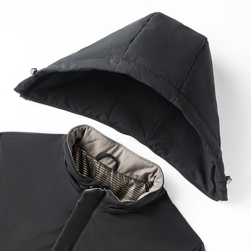 Men's Cotton Coat with Detachable Fleece Graphene Heating Hood