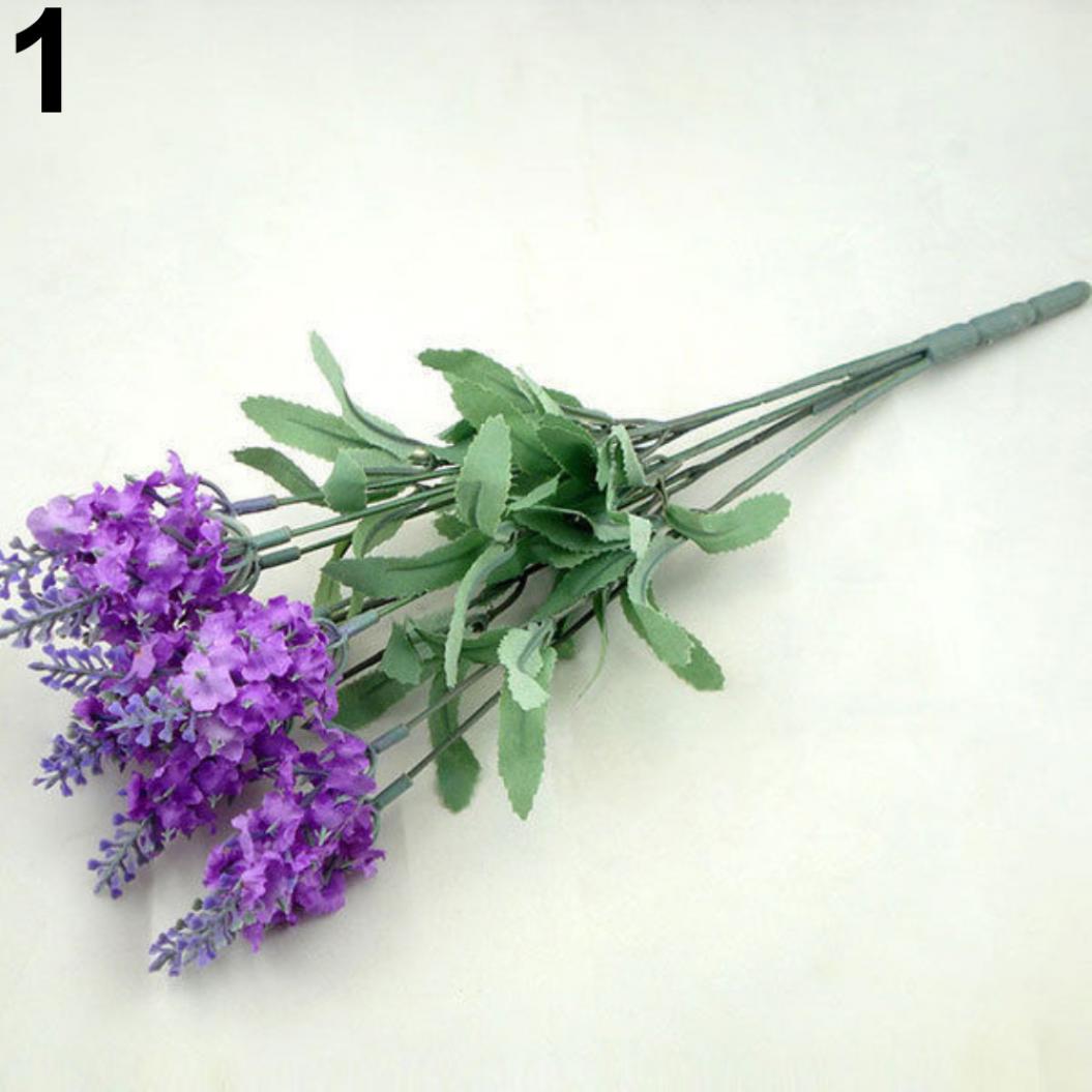 

10 голів, 1 букет, штучний шовк, лаванда, підроблена садова рослина, квітка, домашній декор темно-фіолетовий колір