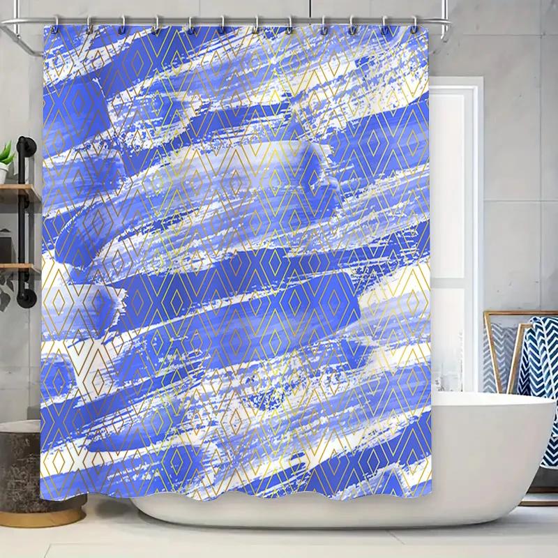 

Modern Blue Diamond Waterproof Shower Curtains With A Touch Of Luxury Creative Durable Bathroom Decor For Home Use W60H190(CM)-1 Pcs