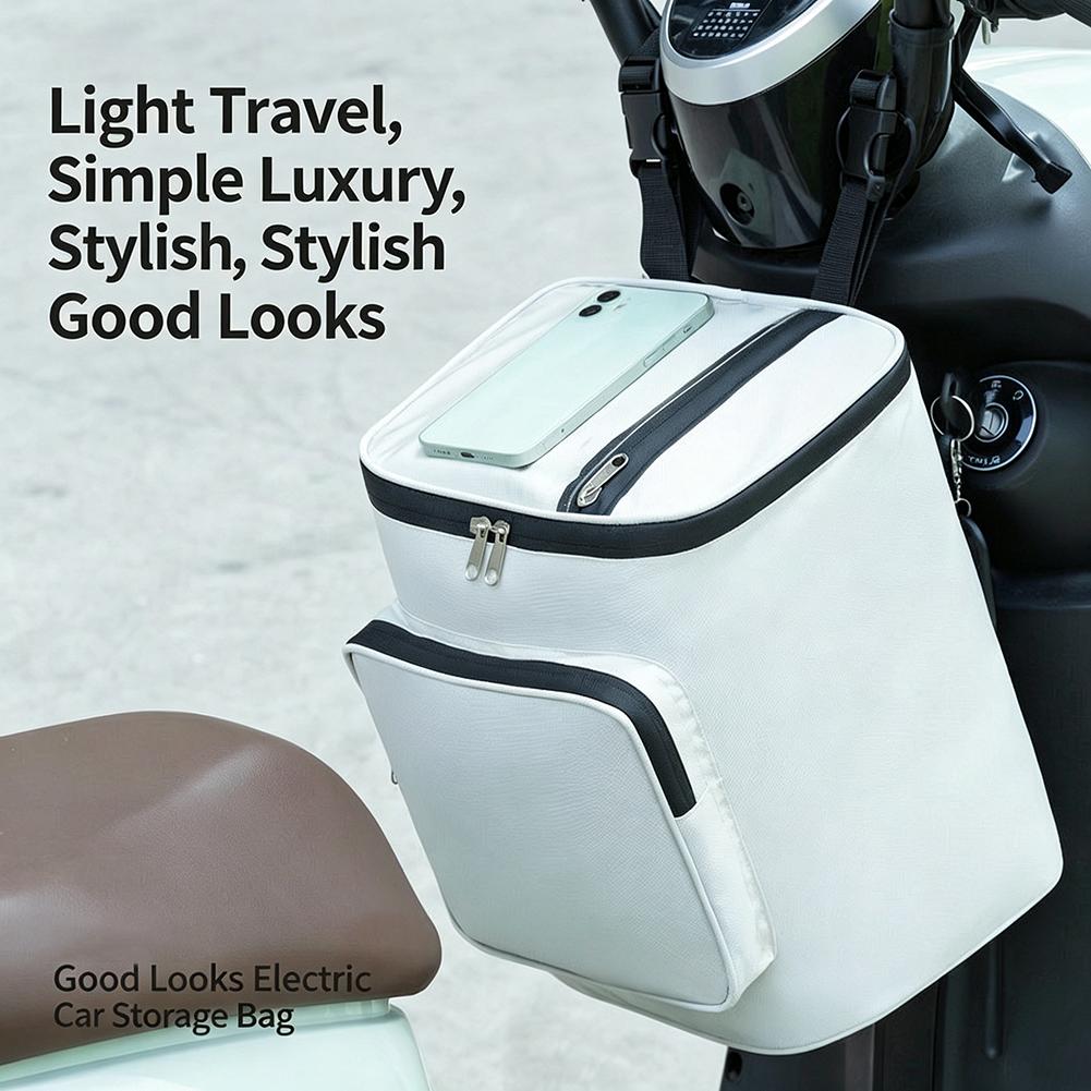 Waterproof Electric Bike Hanging Bag Large Capacity Front Storage Pouch for Helmet & Raincoat белый