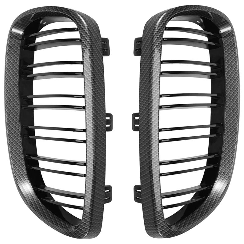 For -BMW E90 E92 E93 M3 328I 335I 2007-2011 Carbon Fiber Look Front Kidney Grille 51137157275 51137157276-A61E