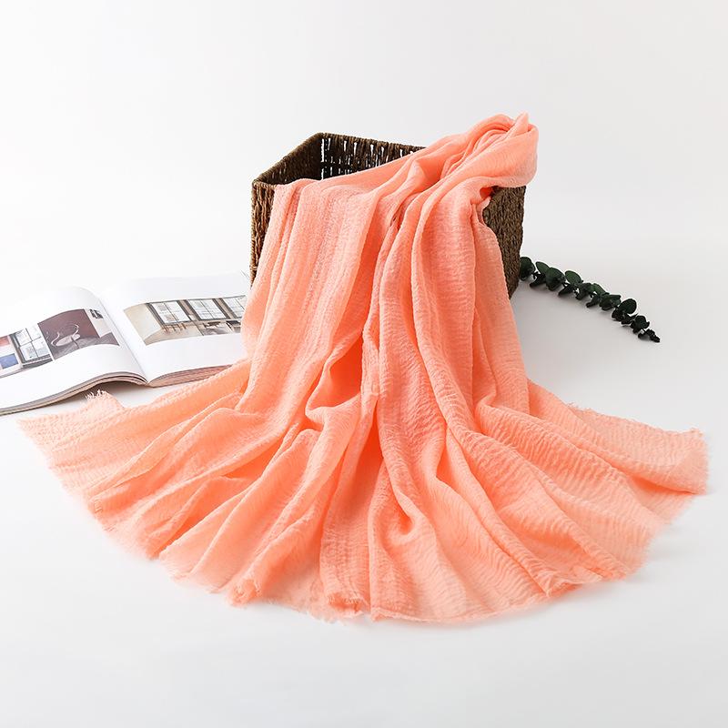Women Cotton Linen Scarf Autumn Lady Solid Color Long Scarves Soft Thin Plain Shawl Foulard Viscose Wrap Shawls New Summer