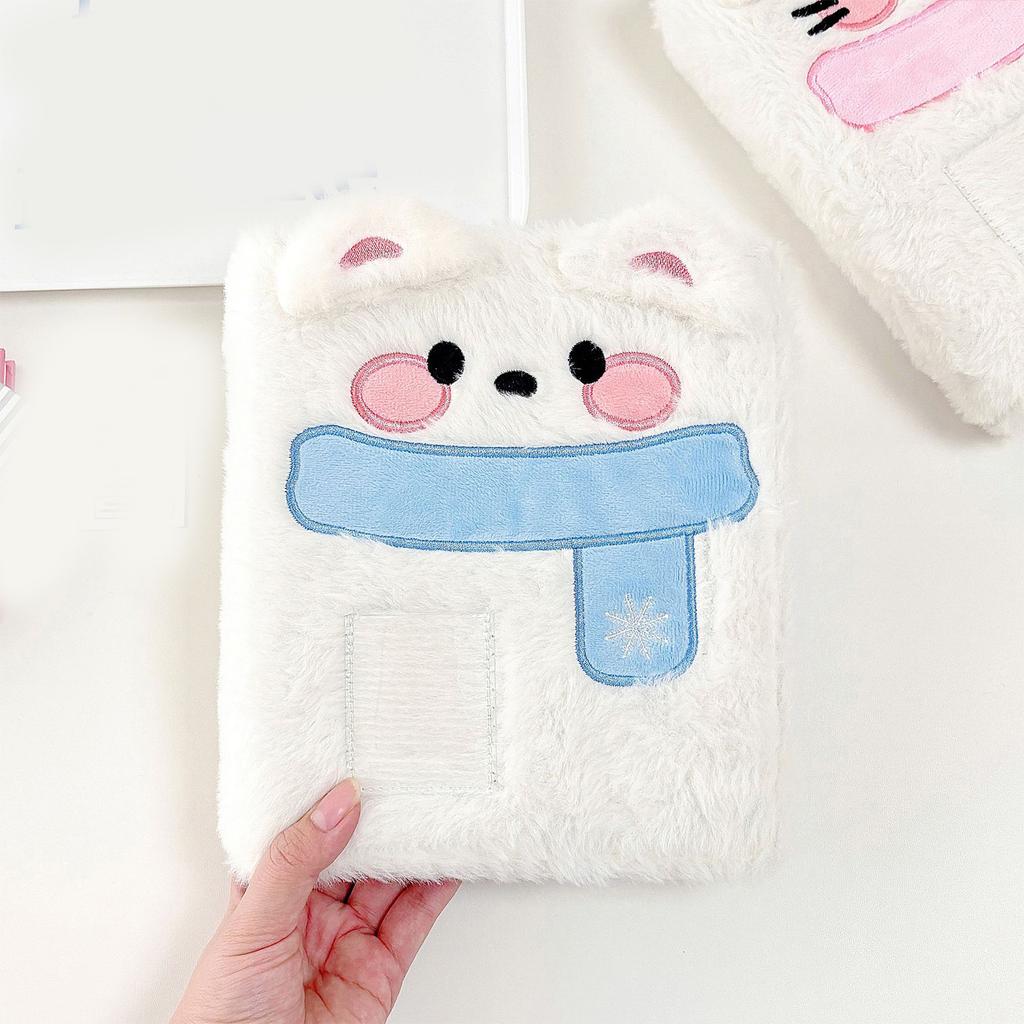 A6 Kpop Photocard Binder Cover Cute Dog Cats Plush Refillable Pages 6 Rings Cartoon Binder Photo Album Shell Organizers