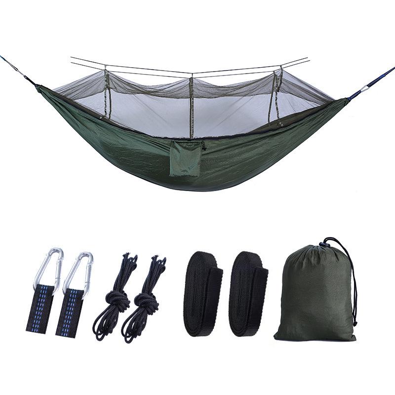 Portable Ripstop Camping Hammock with Mosquito Net - Quick-Open, Anti-Fall Design for Singles & Doubles