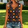 Women's Casual V-Neck Halloween Print Top for Halloween Parties and Daily Wear
