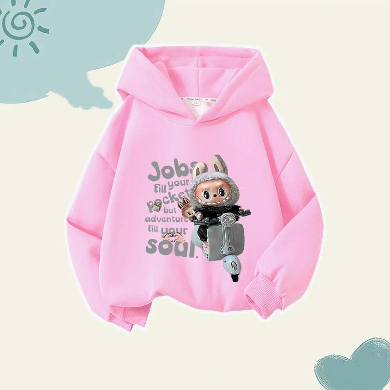 

Весняно-осіння мода Дитячі худі з принтом Labubu Хлопчик Повсякденний пуловер з довгим рукавом Толстовка Дівчинка Топ Одяг 120