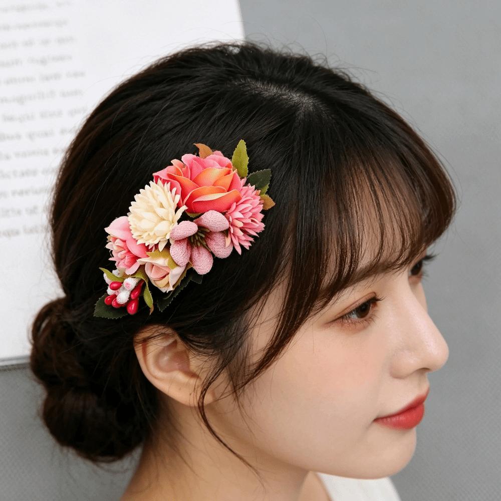 Vintage Blumen Haarkamm Simulation Floral Brautjungfern Kopfschmuck Braut Haar Accessoires Abschlussball