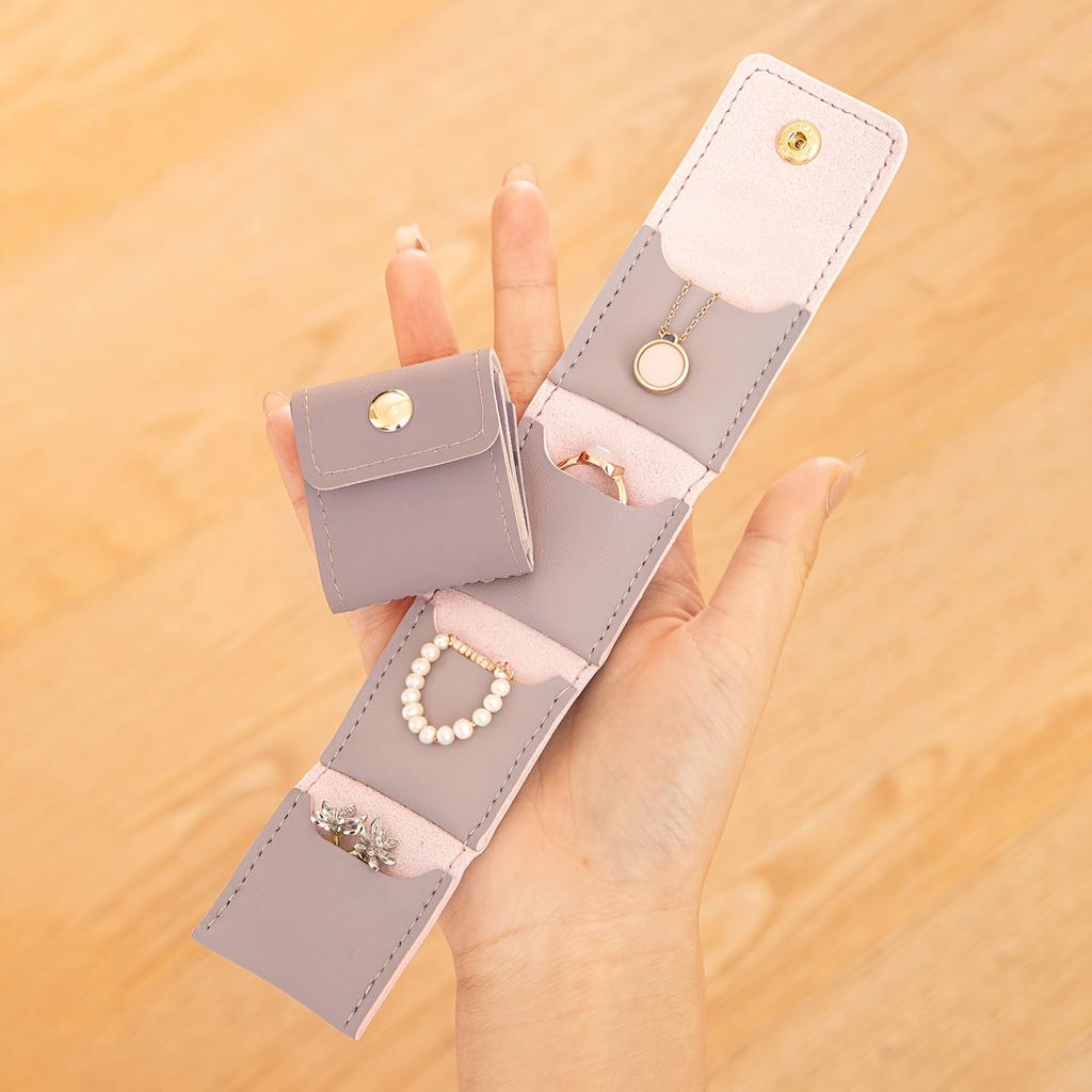 Portable Mini Jewelry Organizer Bag with Multiple Compartments for Rings Necklaces Earrings Travel Storage Case