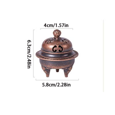 Antique Aromatherapy Stove Mini Elephant Foot Lotus Stove, Alloy Home Sandalwood Pan Incense Tripod Stove Decoration
