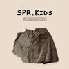 Shorts Cargo de Menino Estilo Coreano 2025 com Bolsos 3D - Roupa de Verão Moderna de Cor Sólida para Crianças