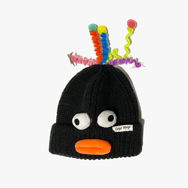 Autumn and Winter Children's Warm Knitted Hat Parent Child Wool Hat Girl Cute Cartoon Funny Eyes Tentacles Will Glow