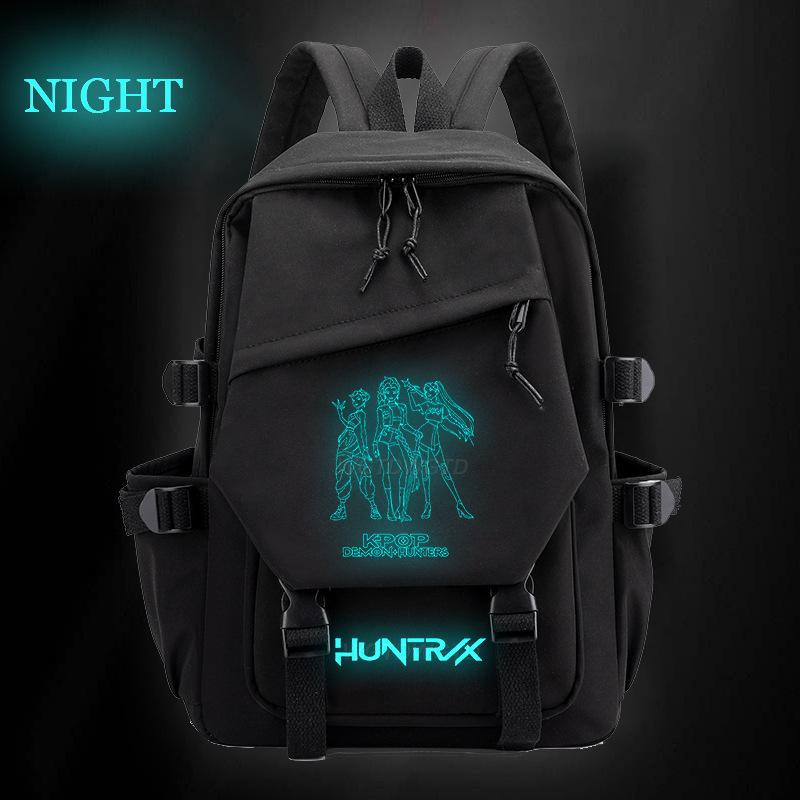 

New luminous schoolbag, witch hunter girl group surrounding fashion backpack, male and female versatile student casual backpack No Spec