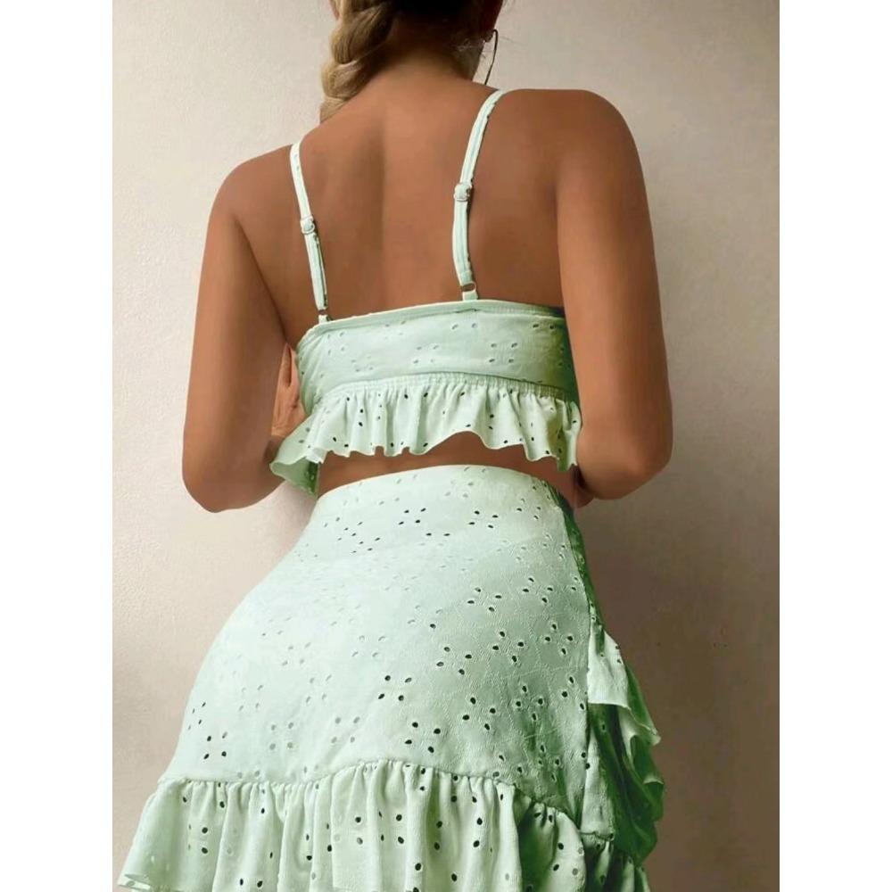 European and American Hip Skirt Split Swimsuit Three-piece Station Strap Beach Bikini Swimsuit