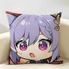 Keqing Cute Genshin Impact Cushion Cover Natural Linen Organic Fabric DoubleSided Printing Room Sofa Decor Pillow Case