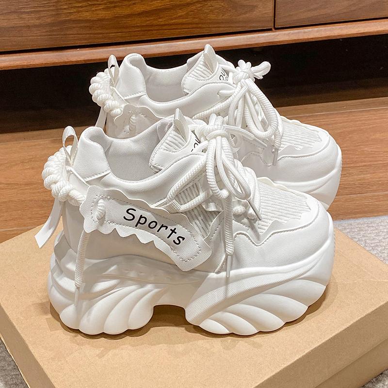 Fashion Women Mesh Chunky Sneakers Autumn High Platform Shoes 10CM High Heels Wedges Casual Shoes Woman Breathable Sports Dad Sneakers