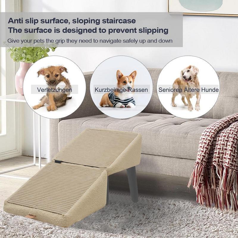 Split Dog Staircase Safety Ramp Dual-Purpose Folding Wooden Footstool Sofa Steps For Large Medium Small Dogs Cats Puppy Supply