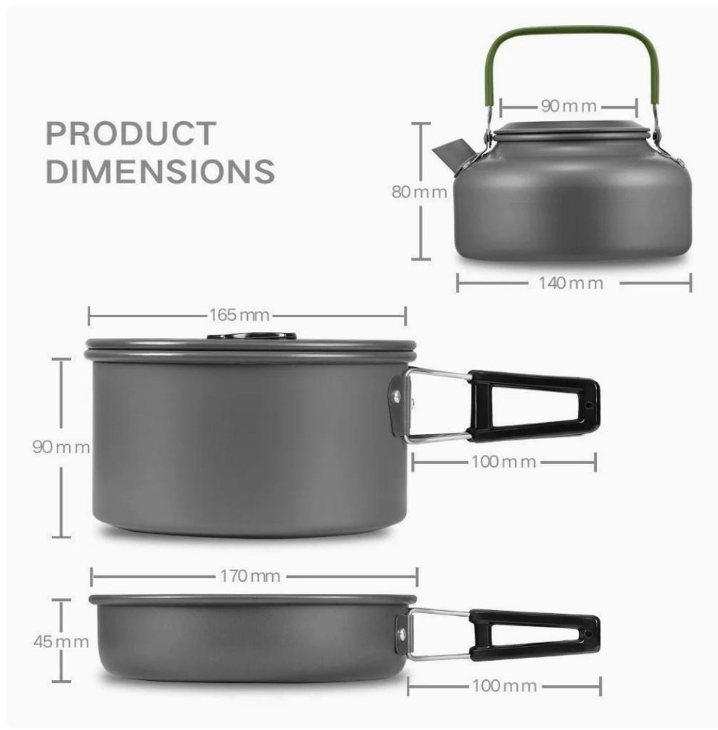 Outdoor Cooking Set for 1-2 People Portable Camping Cookware DS-101 Pot Set