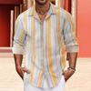 European Size Top Spring Autumn Striped Shirts Button Up Men's Casual Lapel Collar Long Sleeve Shirt