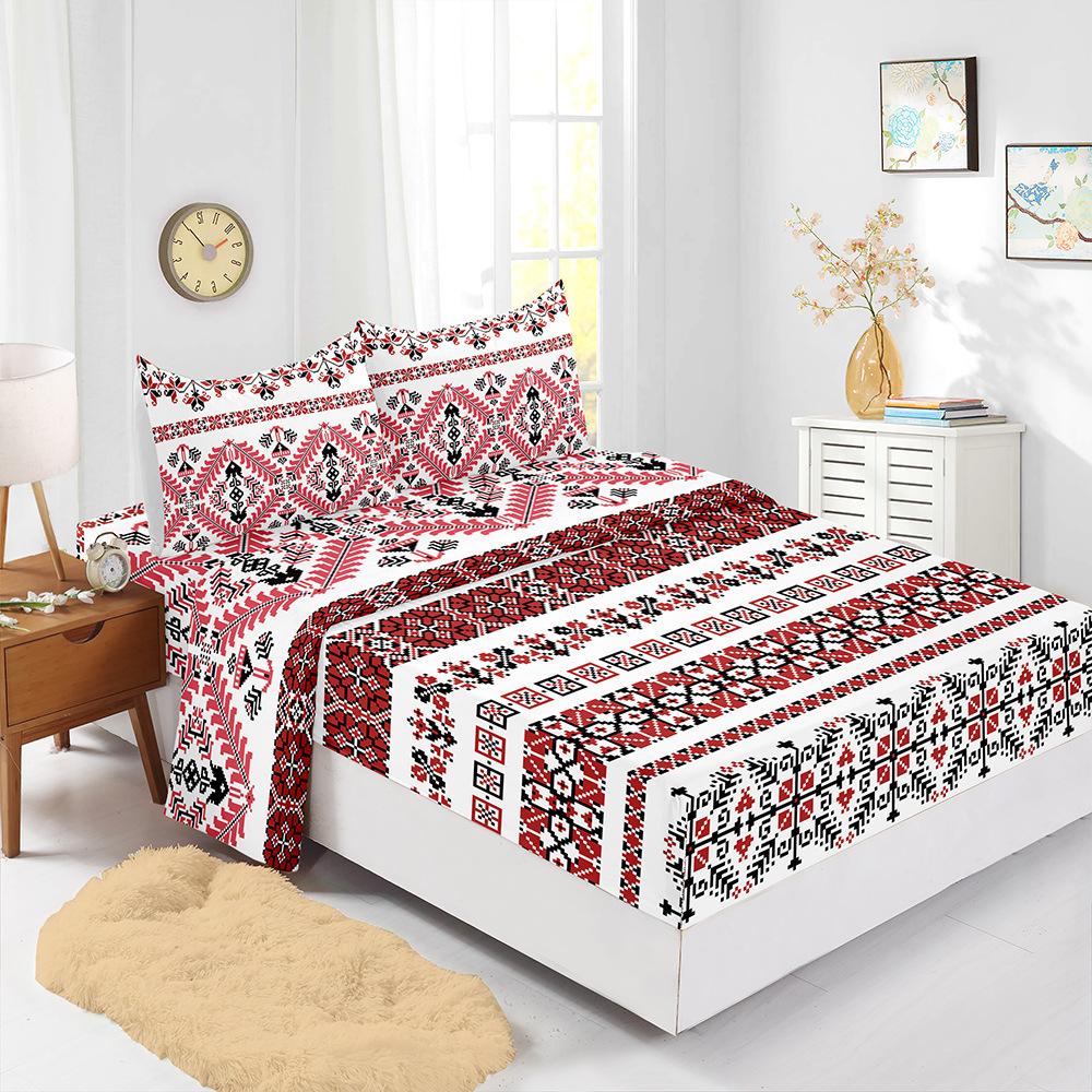 Four-Piece Mattress Digital Printing Mattress Protective Cover Bedding Bohemian
