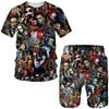 Completo estivo da uomo con stampa 3D da clown T-shirt e Pantaloncini Set da 2 Pezzi