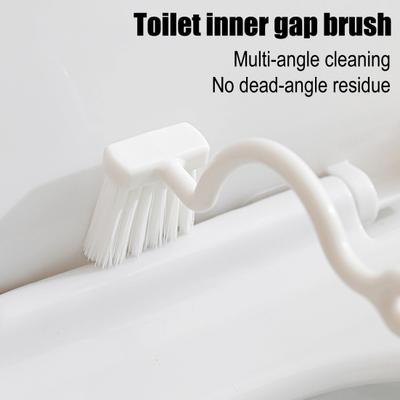 Toilet Brush with Extended Bristles S-Shaped Head No Dead Corners Wall-Mounted Long Handle Stain Removal Toilet Scrubber