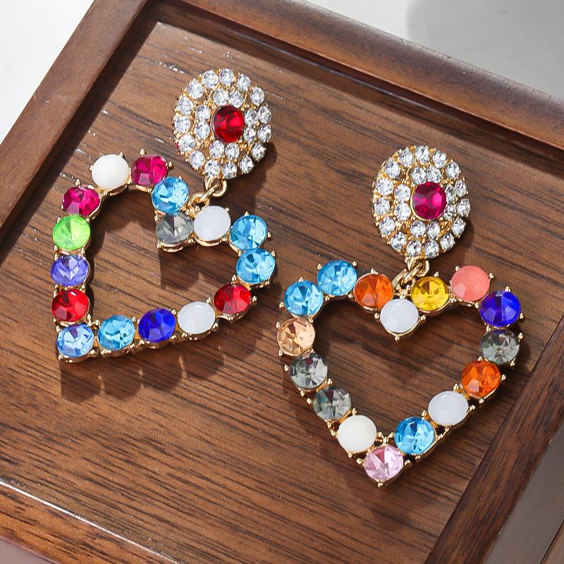 Boucles d'oreilles pendantes Zircon Fleur Colorée pour Femmes, Boucles d'oreilles pendantes Statement pour Fête & Usage Quotidien