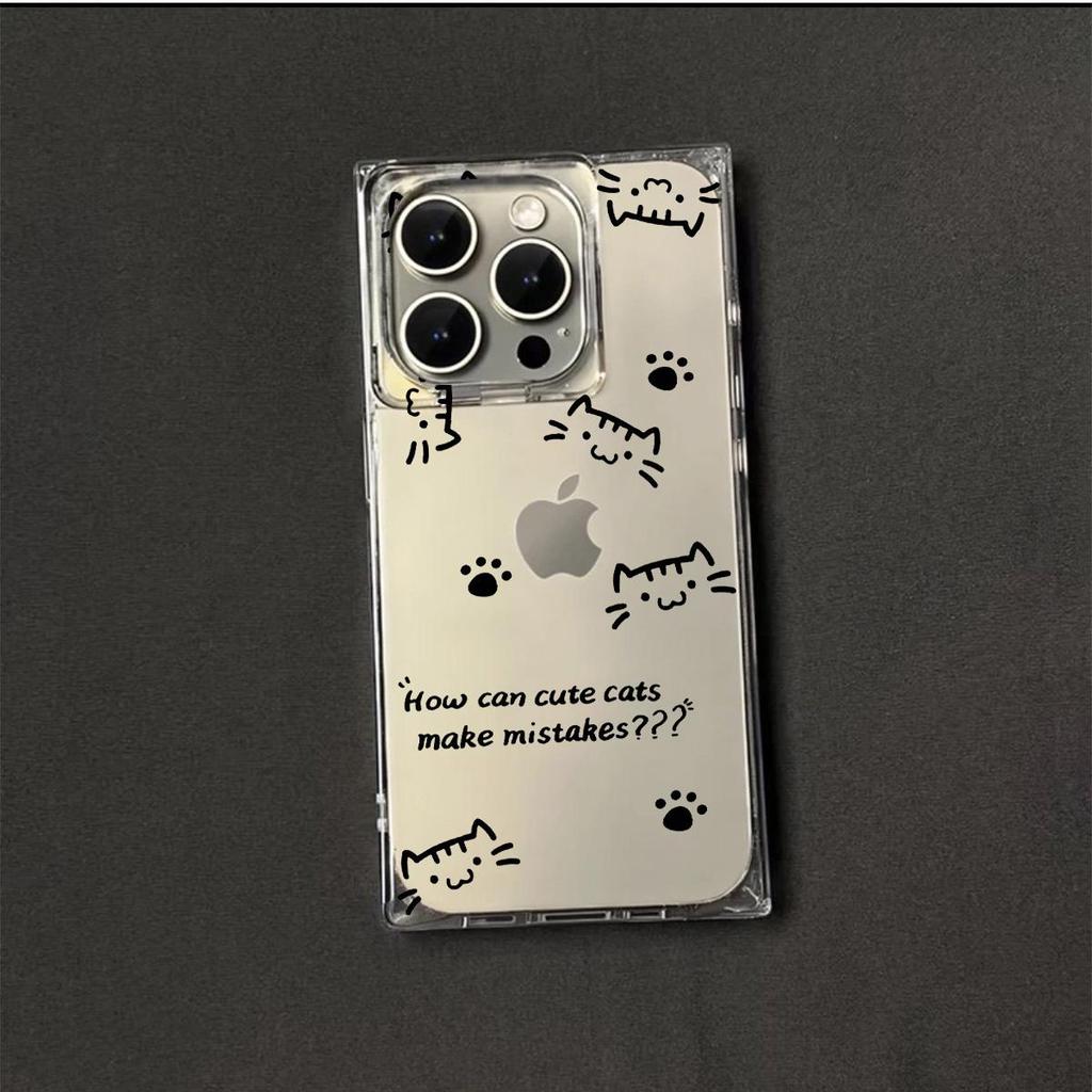 Transparent Square Back Tube Case Casing Protection For iPhone 15 Plus 14 Pro Max 12 13 16 ProMax 11 Anti-Oxygen,Little Cat Pattern