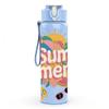 1PC Sum Mer Sun Bright Summer Lettering Art 750ml Color Plastic Sports Water Bottle Leakproof Flip Straw Lid Suitable for Sports Office Home Use