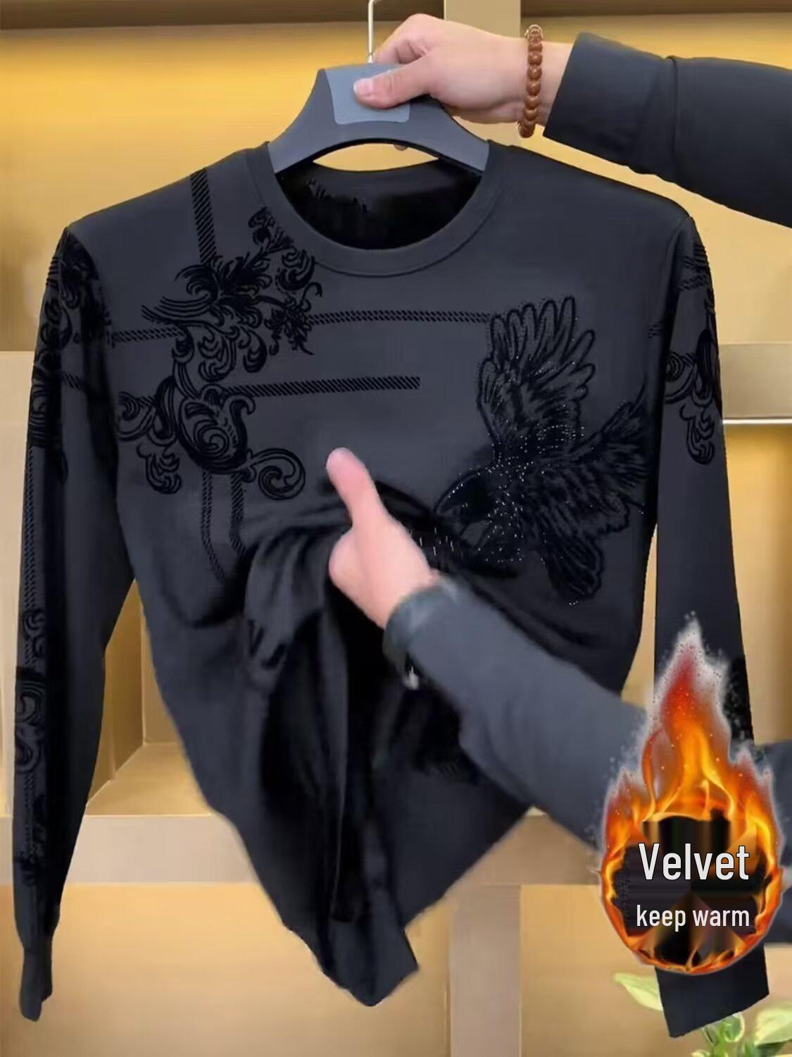 Мужская бесшовная термофутболка с длинным рукавом - Плотная, теплая, свободного кроя для осени/зимы M чёрный