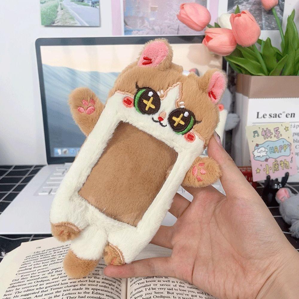 Soft Photo Protector Case Animal Shape ID Credit Case Document Case Cartoon Plush Card Holder  Girl