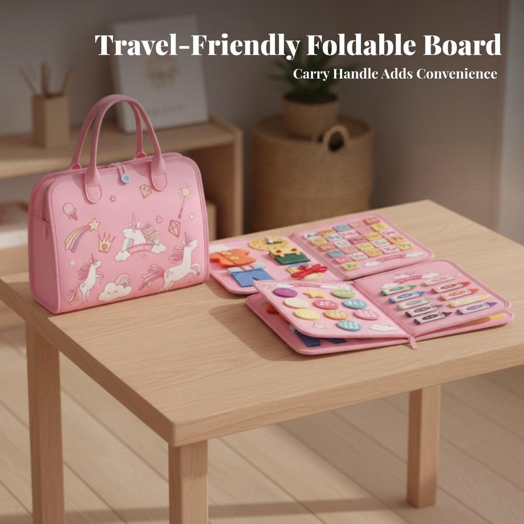 Soft Felt Learning Busy Board | Fine Motor Skills Development, Portable unfolds Design Style 1