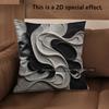 2D Abstract Black & White Patterned Throw Pillows Pattern Cushion Cover Suitable For Sofa Bedroom Car Pillow Cover