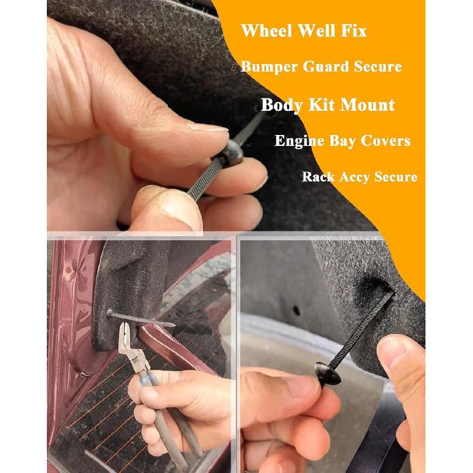 50 PCS Nylon Universal Cable Tie Buckles For Car - Automotive Zipper Clips, Plastic Rivets, Grip Auto Zip Tie Buckles, DIY Snap-Fit Ziptie Bumper