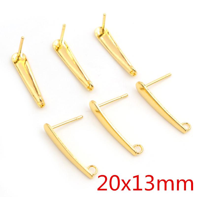 20pcs 316 Stainless Steel Gold Color Geometric Earring Stud Earring Posts Connector For DIY Earrings Jewelry Making Supplies