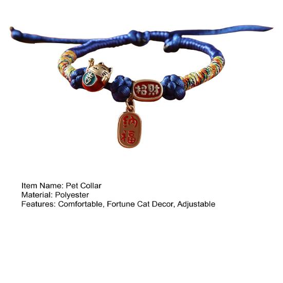 Pet Collar Propitious Fortune Cat Decor Handmade Braided Adjustable Small Dog Puppy