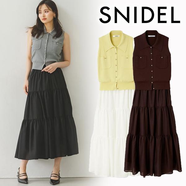 SALE50%OFF/Same-day shipping/SNIDEL Knit vest x tiered skirt set SWNO254184 2025 Fall/Winter