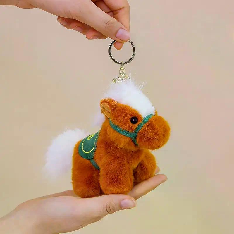 NEW Cute Zodiac Horse Keychain Plush Toy Kawaii Stuffed Doll Bag Pendant Decoration Backpack Hanging Year Gift