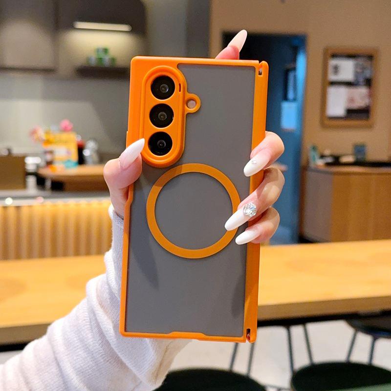 Samsung Z Fold 7 Magnetic Charging Case, Double-Axis Hinge, Matte Finish, Full Coverage Protective Skin.