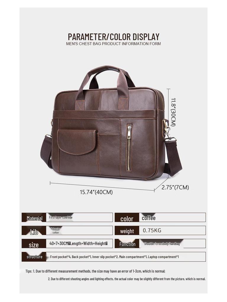 Miling Men's Leather Business Briefcase