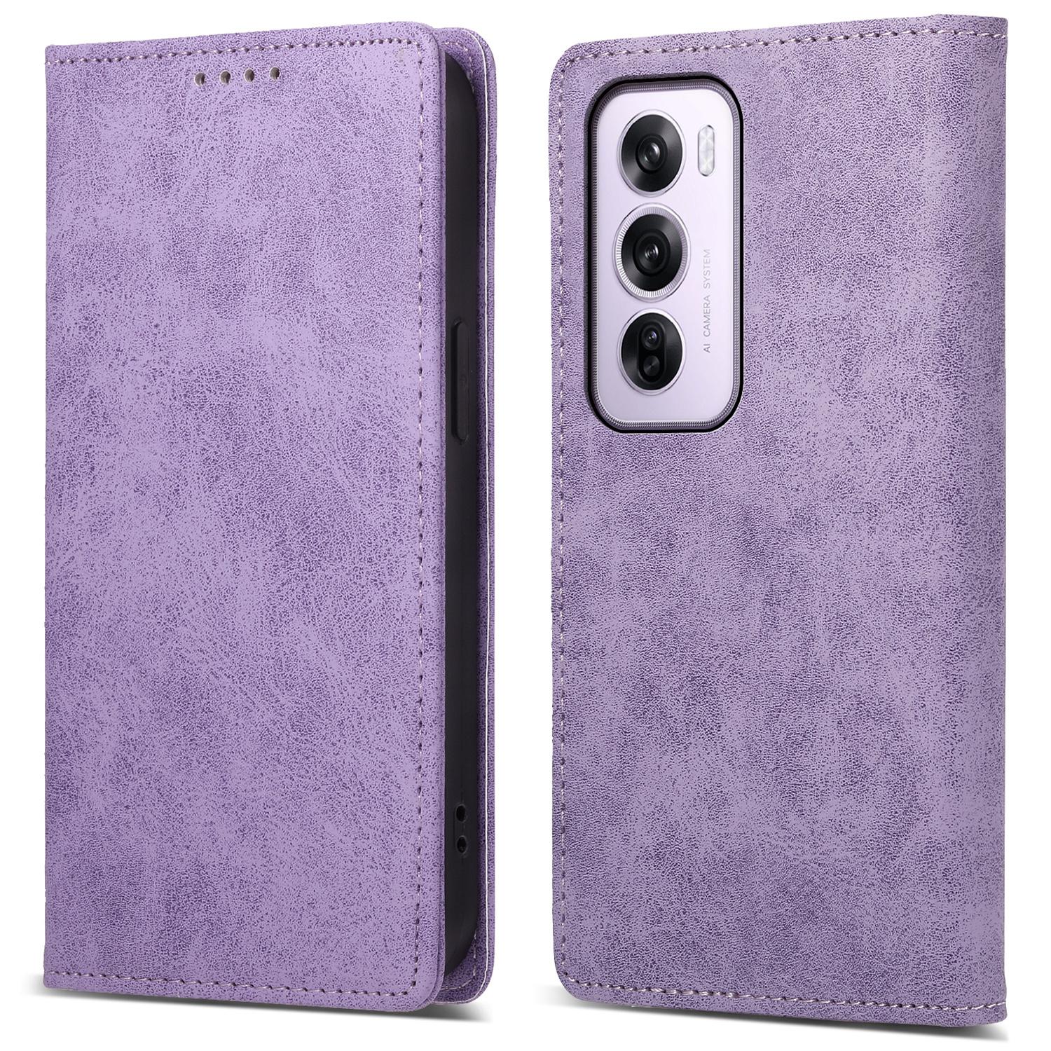 

DF-05 For Oppo Reno12 Pro 5G (Global) Case PU Leather Phone Cover RFID Blocking Purple