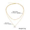 Stainless Steel Waterproof Double Layer Single Zircon Pendant Necklace for Women Fashion Stacking Beaded Clavicle Chain Jewelry