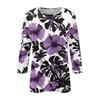 Women's Fashion Casual Round Neck 3/4 Sleeve Printed T-Shirt Ladies Top