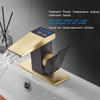 LOOPAN LED Light Bathroom Faucet One Hole Waterfall Temperature Display Hydraulic Power Single Handle Faucet Gold&Black, Waterfall Faucet for