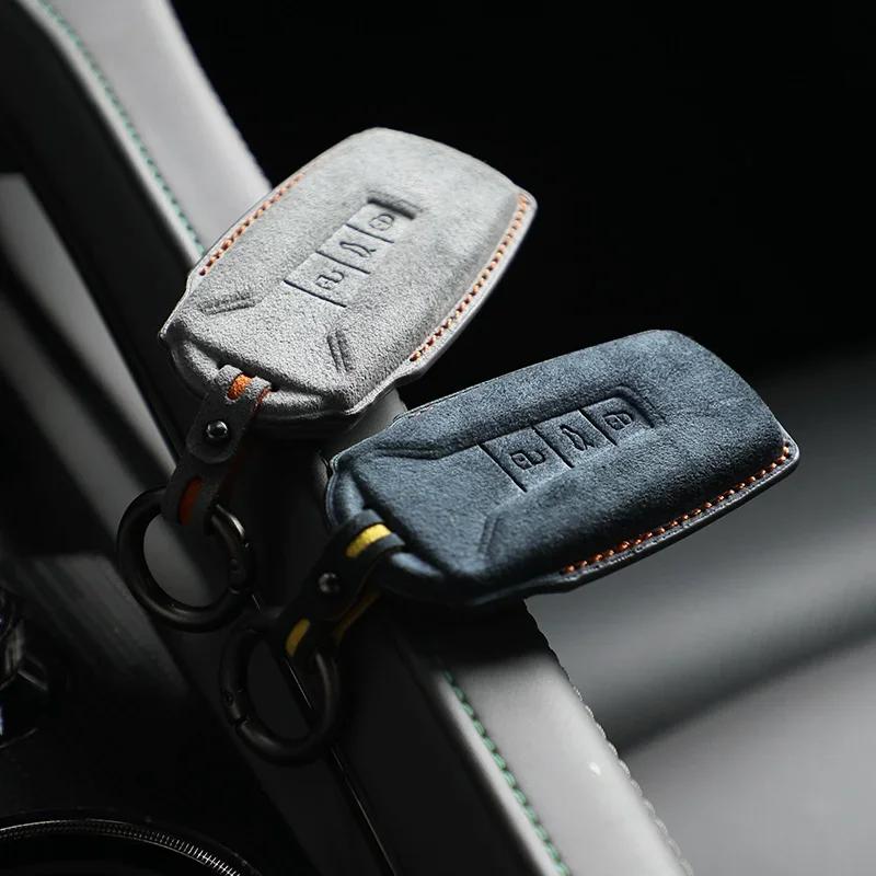 For Volkswagen Vw Touareg Suede Remote Car Key Case Shell Keychain For Vw Touareg Leather Key Case