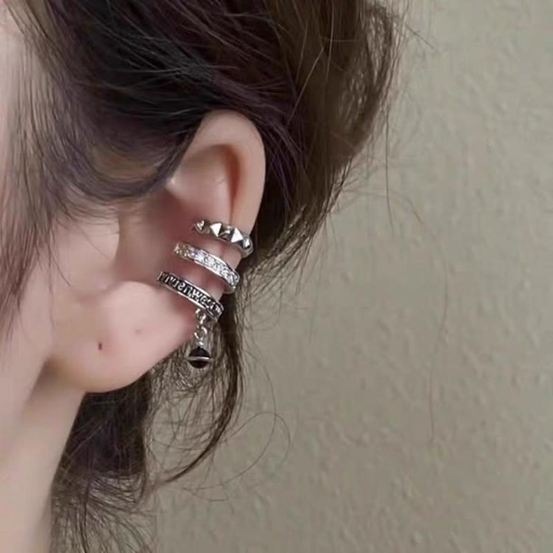Fashionable Punk Non Piercing Layered Zircon Star Earrings For Men And Women Hip Hop Style Exquisite Creative Jewelry Gifts