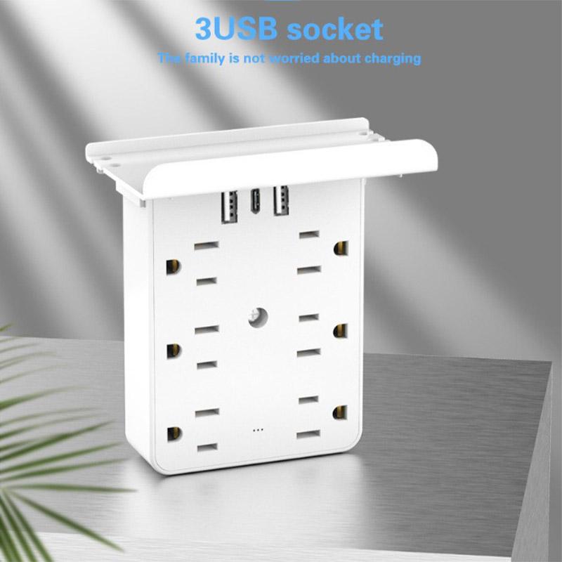 Multiple Smart Plug Multi-functional Power Strip With Panel,socket Wall Outlet Bathroom Outlet Extender, With 4 Usb And 6 Ac