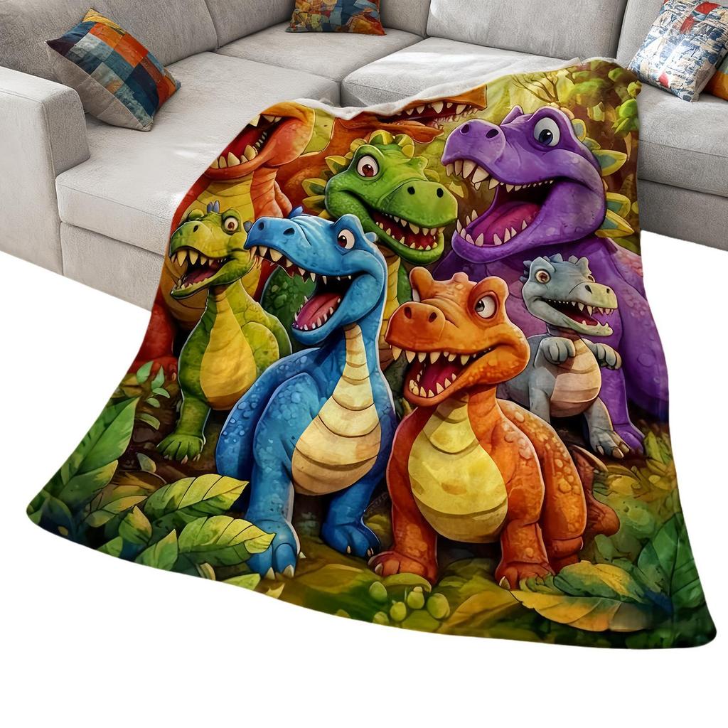 Throw Blanket for Couch Flannel Colorful Cartoon Dinosaur Throw Blanket Couch Decor for Sofa Recliner Lounge Bedroom Dorm