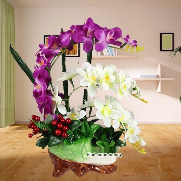 

Фаленопсис в горшке – Искусственная цветочная композиция для украшения дома или ресторана белый/фиолетовый