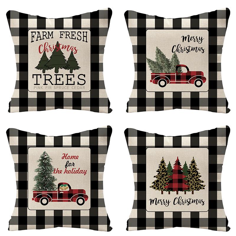 Combination Home Christmas Linen Pillow Case Festive Home Decoration Pillow Cushion Cover Pillow