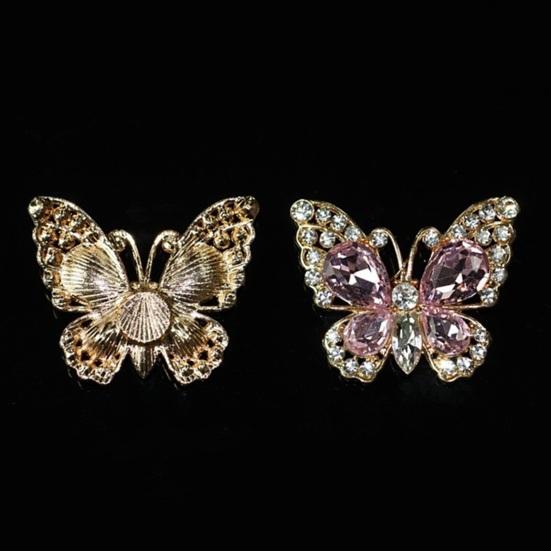 Rhinestone Butterfly Shoe Charm Flat Back Alloy Butterfly Charm Sparkling Butterfly Accent Accessories for Bracelets Bags DIY Crafts